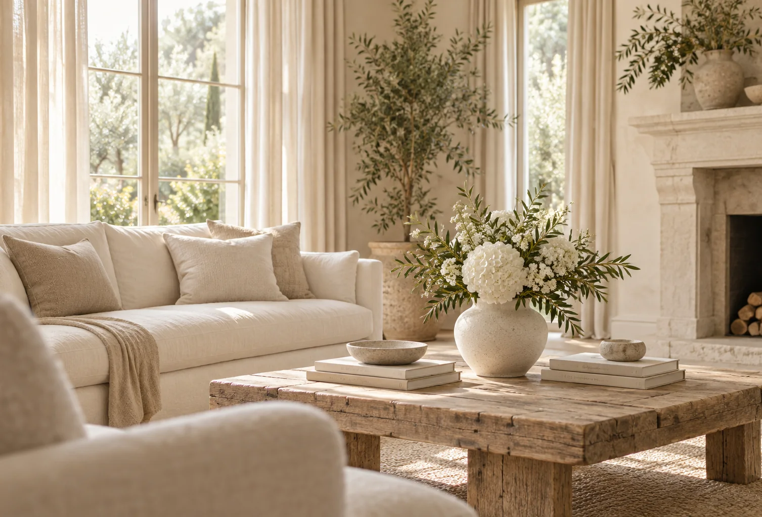 A calm living room in a private home, prepared for a session